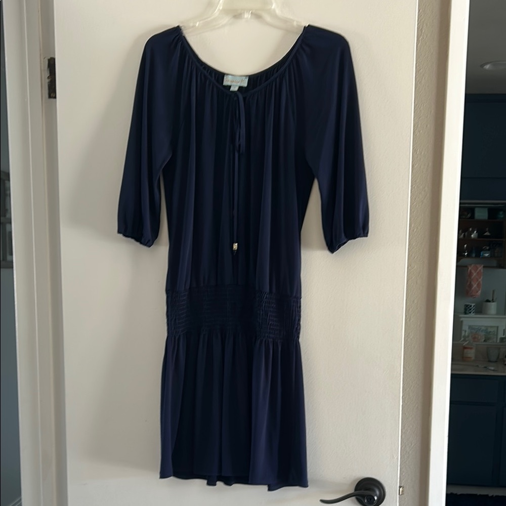 Navy Blue Dress with 3/4 Sleeves from Veronica M